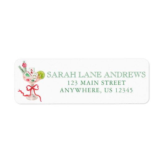Watercolor Mahjong Christmas Cocktail Address Etiket (Voorkant)