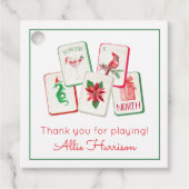 Watercolor Mahjong Christmas Tiles Enclosure Bedankjes Labels (Voorkant)