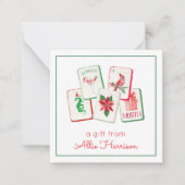 Watercolor Mahjong Christmas Tiles Enclosure Notitiekaartje (Voorkant)