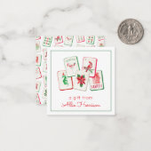 Watercolor Mahjong Christmas Tiles Enclosure Notitiekaartje (Voorkant / Achterkant in situ)