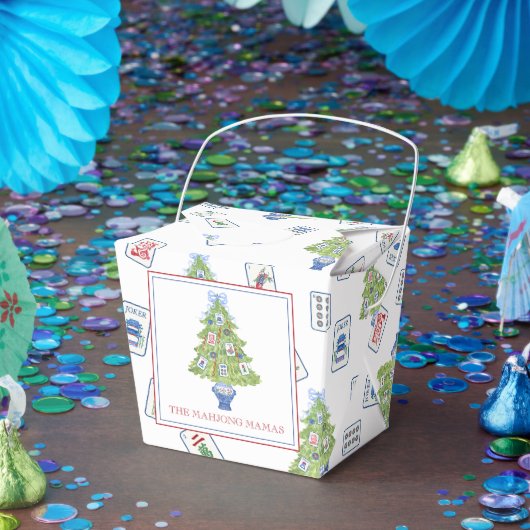 Watercolor Mahjong Christmas Tree Party Bedankdoosjes (Feest)