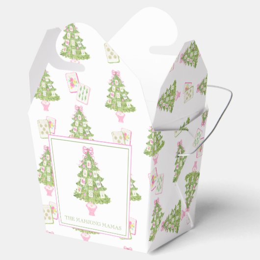 Watercolor Mahjong Christmas Tree Party Bedankdoosjes (Geopend)