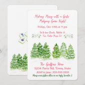 Watercolor MAHJONG Holiday Winter Trees Kaart (Voorkant / Achterkant)