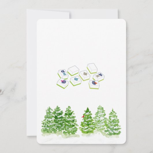 Watercolor MAHJONG Holiday Winter Trees Kaart (Achterkant)