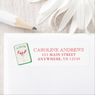 Watercolor Mahjong Kerst Tegels Adres Etiket