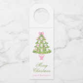 Watercolor Mahjong Kerstboom Flessenhanger (Voorkant)