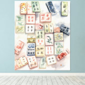 Watercolor Mahjong Kunstprint Canvas Afdruk (Insitu (Houten vloer))