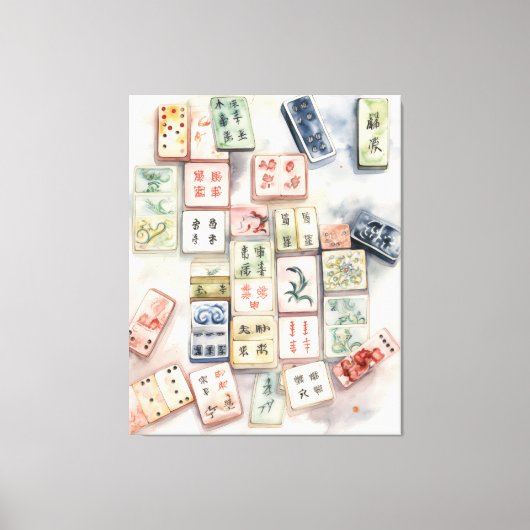 Watercolor Mahjong Kunstprint Canvas Afdruk (Voorkant)