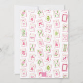 Watercolor Mahjong Monogram Crest Bamboo Party Kaart (Achterkant)