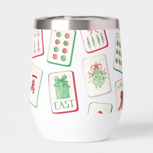 Watercolor Mahjong Red & Green Christmas  Monogram (Achterkant)