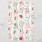 Watercolor Mahjong Red & Green Christmas Tiles Briefpapier (Achterkant)