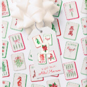 Watercolor Mahjong Red & Green Christmas Tiles Cadeaulabel
