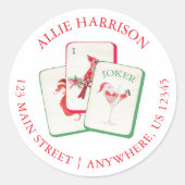 Watercolor Mahjong Red & Green Christmas Tiles Ronde Sticker (Voorkant)