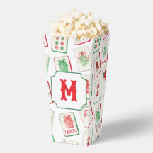 Watercolor Mahjong Rood & Groen Kerst  Monogram