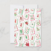 Watercolor Mahjong Rood & Groen Kersttegels Notitiekaartje (Achterkant)