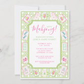 Watercolor Mahjong Tiles Party Kaart (Voorkant)