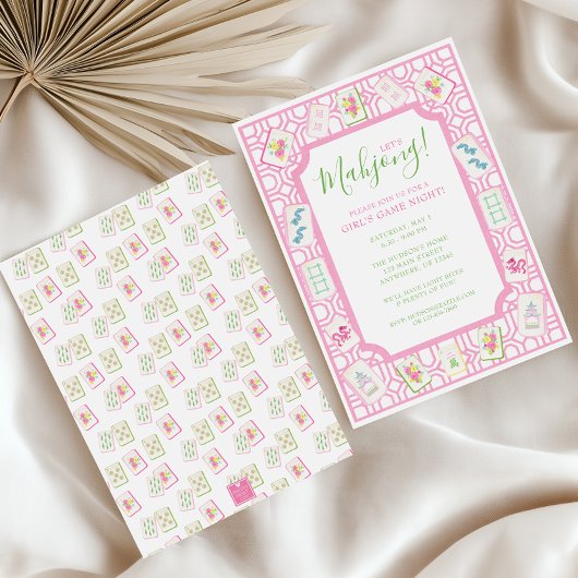 Watercolor Mahjong Tiles Party Kaart