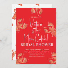 Watercolor Main Catch Lobster Bridal Shower Kaart