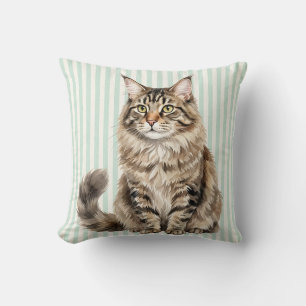 Watercolor Maine Coon Kat Kussen