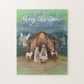 Watercolor Manager Kerststal Kerstscène Legpuzzel (Verticaal)