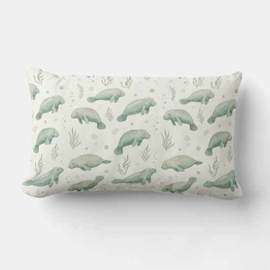 Watercolor Manatee Throw Pillow Kussen (Voorkant)