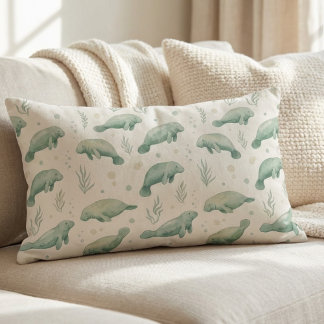 Watercolor Manatee Throw Pillow Kussen