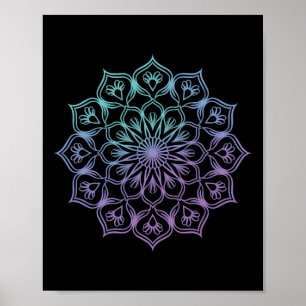 Watercolor Mandala Heilige Fractale Geometrie Kuns Poster