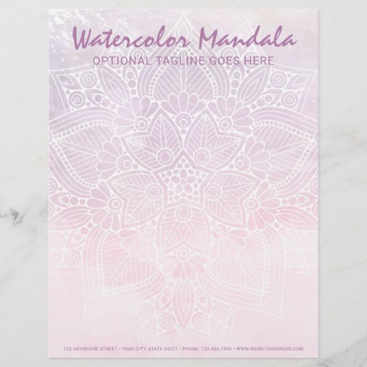 Watercolor Mandala Holistische Genezing & Spiritue Briefhoofd Sjabloon (Voorkant)