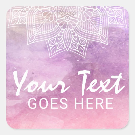Watercolor Mandala Holistische Genezing & Spiritue Vierkante Sticker (Voorkant)