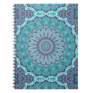 Watercolor Mandala in Turkoois en Paars Notitieboek