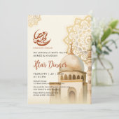 Watercolor Mandala Mosque Ramadan Iftar Invitation Kaart (Staand voorkant)