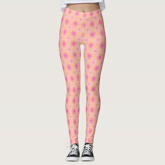 Watercolor Mandala Pink Orange Floral Leggings (Voorkant)