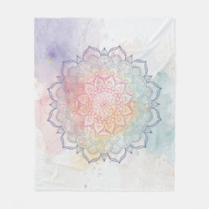 Watercolor Mandala Worpdeken Fleece Deken