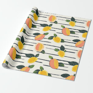 Watercolor Mango Patroon met Groene Bladeren (2) Cadeaupapier