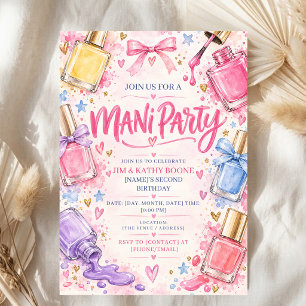 Watercolor Mani Feest Verjaardag Kleurrijke Nagel Kaart