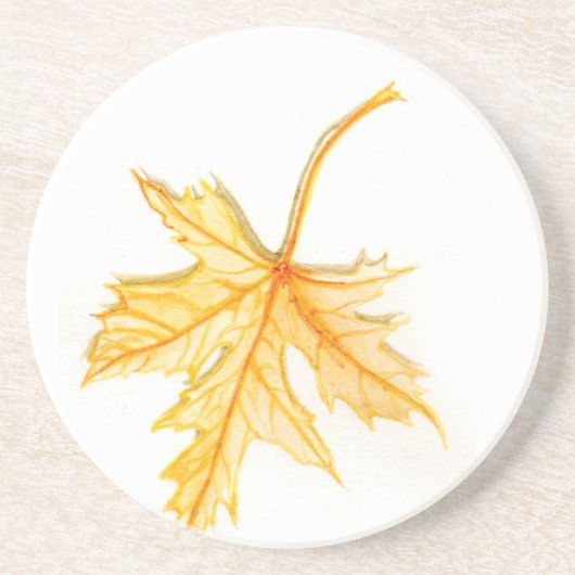 Watercolor Maple Leaf Sandstone Coaster Zandsteen Onderzetter (Voorkant)