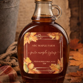 Watercolor Maple Leaves Border Maple Syrup Label
