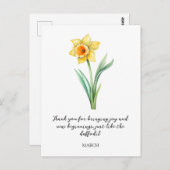 WATERCOLOR MARCH DAFFODIL BIRTH FLOWER BRIEFKAART (Voorkant / Achterkant)