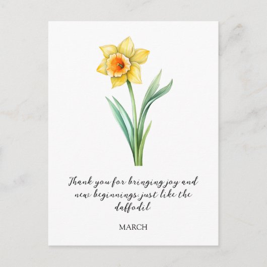 WATERCOLOR MARCH DAFFODIL BIRTH FLOWER BRIEFKAART (Voorkant)