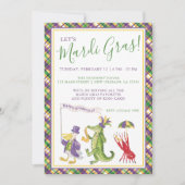 Watercolor Mardi Gras Animal Parade Party Kaart (Voorkant)