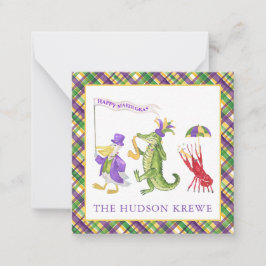 Watercolor Mardi Gras Animal Parade Party Notitiekaartje