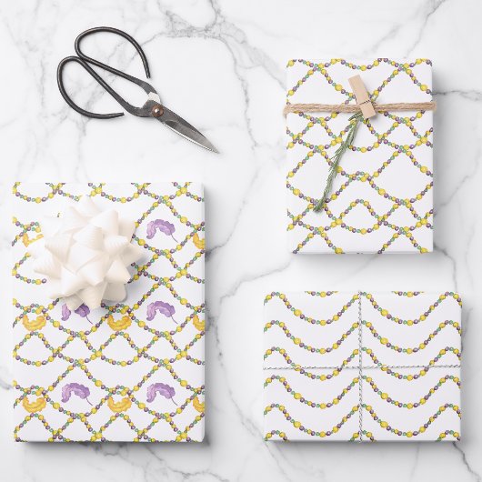 Watercolor Mardi Gras Beads Inpakpapier Vel
