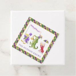 Watercolor Mardi Gras Dierenparade Feest Bedankjes Labels