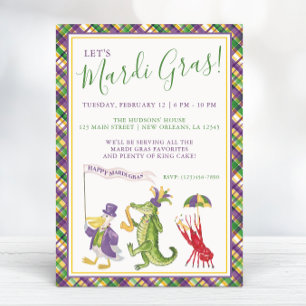 Watercolor Mardi Gras Dierenparade Feest Kaart