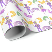 Watercolor Mardi Gras-feest Cadeaupapier (Rol Hoek)