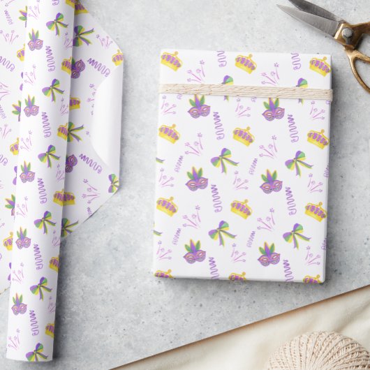 Watercolor Mardi Gras-feest Cadeaupapier