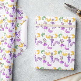 Watercolor Mardi Gras-feest Cadeaupapier