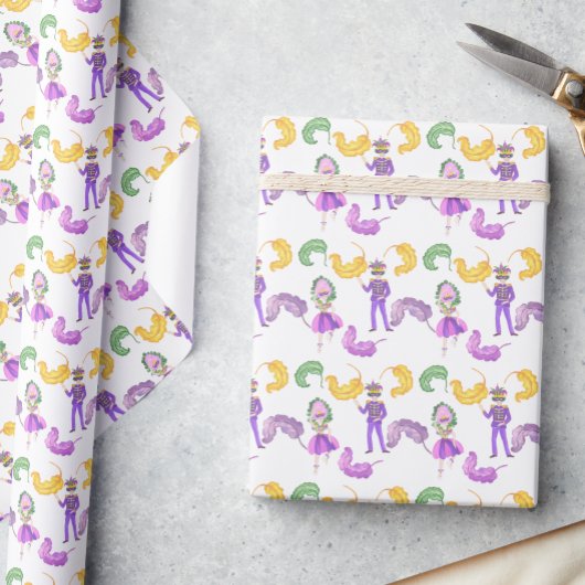 Watercolor Mardi Gras-feest Cadeaupapier