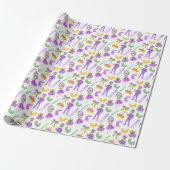 Watercolor Mardi Gras-feest Cadeaupapier (Uitgerold)
