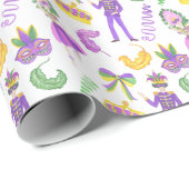 Watercolor Mardi Gras-feest Cadeaupapier (Rol Hoek)